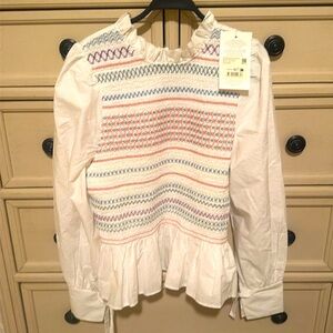 Sezane Mellisa Blouse - Sézane X Andion Ecru With Multicolored Embroidery